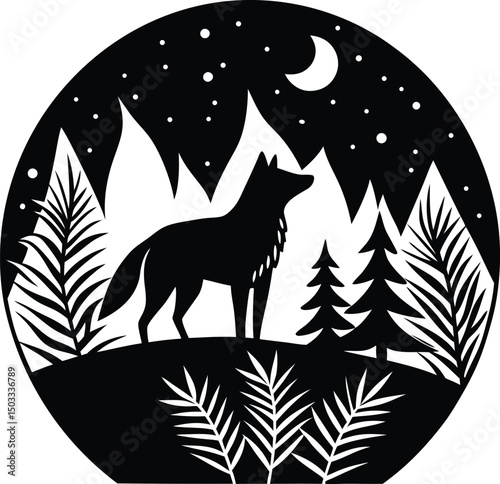 A simple and clear name for the image based on the sentence and tags could be:
Elephant and Tree Vector Silhouette Drawing