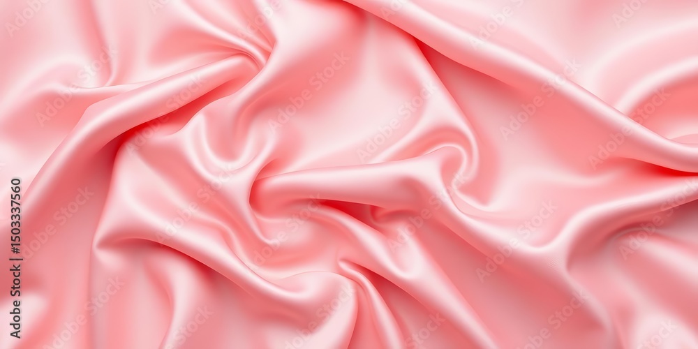 Fototapeta premium Draped blush pink satin fabric with soft folds and subtle sheen, romantic, photography