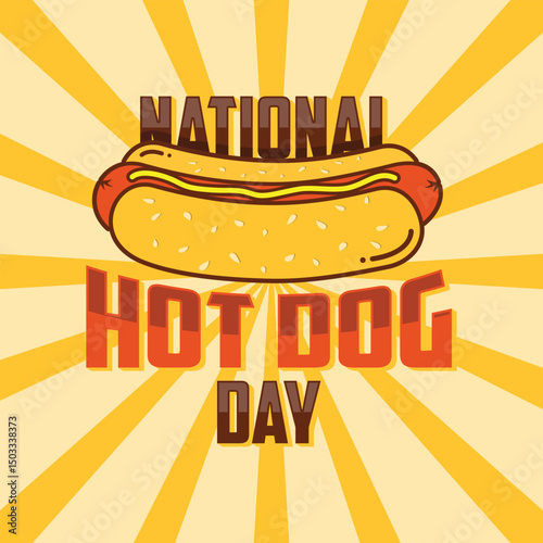 National Hot Dog Day letter retro style design template background