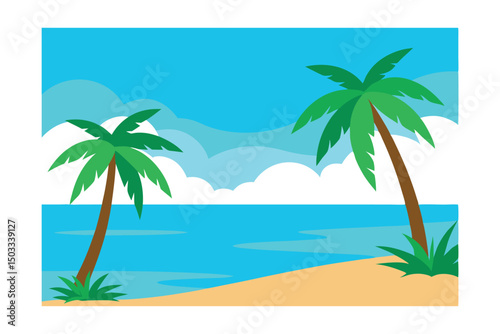 tropical beach with palm trees