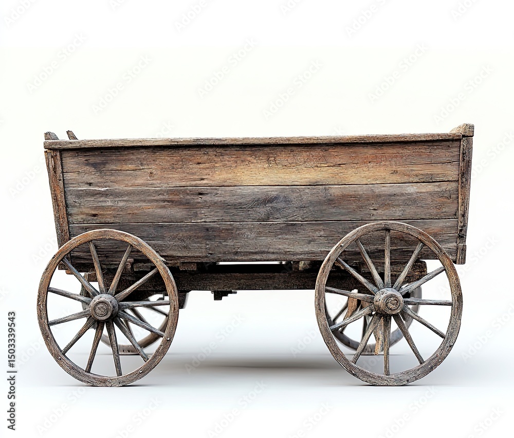 Fototapeta premium Aged wooden wagon, side view (3)