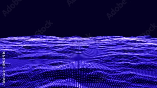 Flying over data patterns, Abstract dot and lines technology background, Futuristic abstract digital landscape - Blue version and Retro land, Loopable