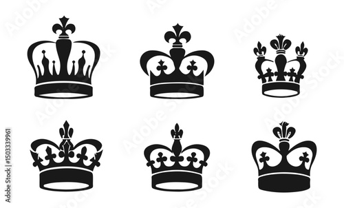 Set Hand drawn crown silhouette
