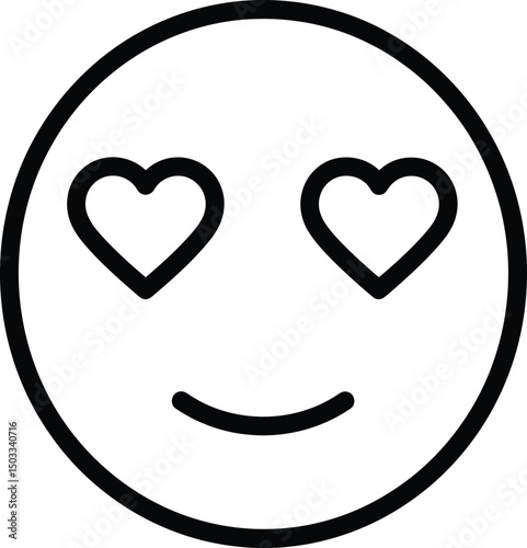 Emoji of Love and Delight: A simple, graphic illustration showcasing a smiling face with eyes replaced by hearts, radiating pure joy and affection.