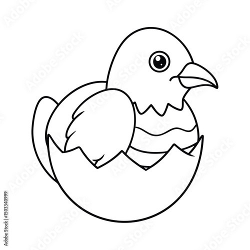 adorable baby bird hatching from egg coloring page