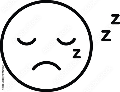 Sleepy Emoji: An illustrated emoji of a sleeping face, complete with closed eyes and 'Z' symbols, embodying rest and tranquility.