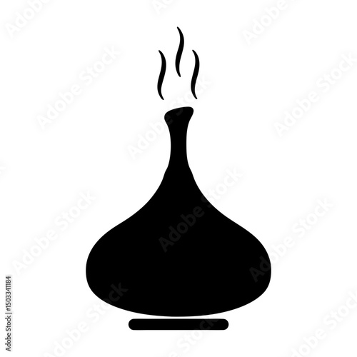 Aromatherapy diffuser emitting fragrant steam in a simple black silhouette design