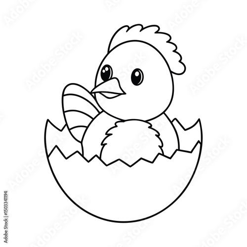 adorable baby bird hatching from egg coloring page
