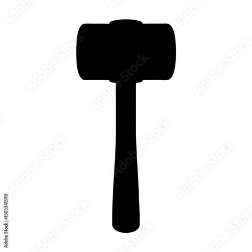 Silhouette of a rubber mallet tool utilized for various construction purposes