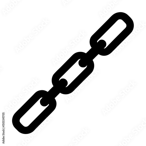 Black Icon of Linked Chain with Four Links, Simple black silhouette of a four-link chain, symbolizing connection, strength, security, and unity.
