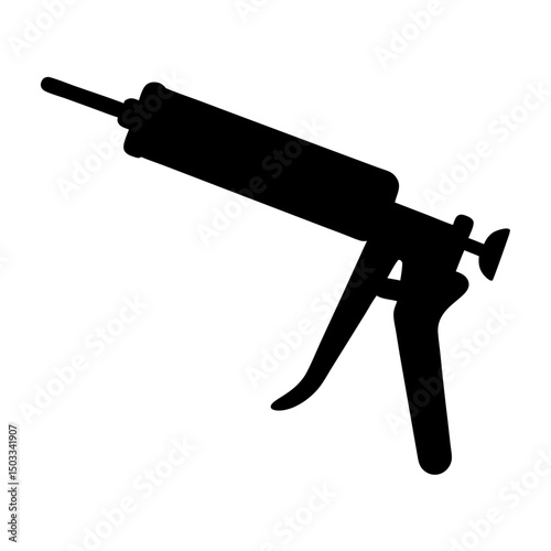 Black Silhouette of a Caulking Gun Tool for Construction and Home Improvement