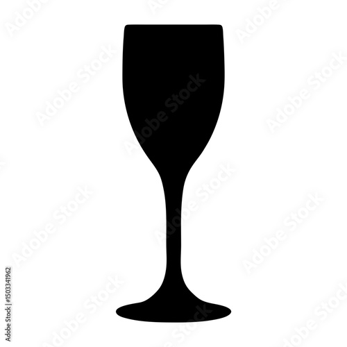 Simple black silhouette illustration of a wine glass on a white background