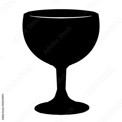 Silhouette of an Elegant Wine Glass Standing Tall on a White Background