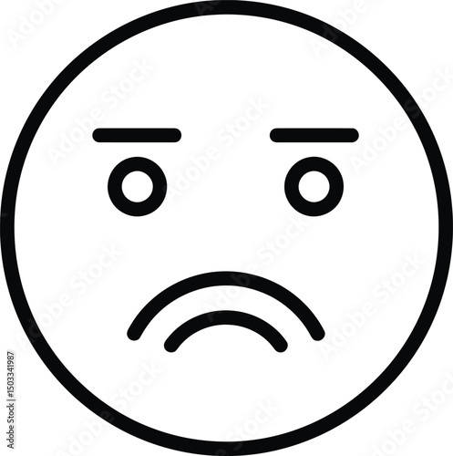 Disappointed Emoticon: A simple line drawing of a disappointed emoticon, conveying feelings of sadness, displeasure, or dissatisfaction.