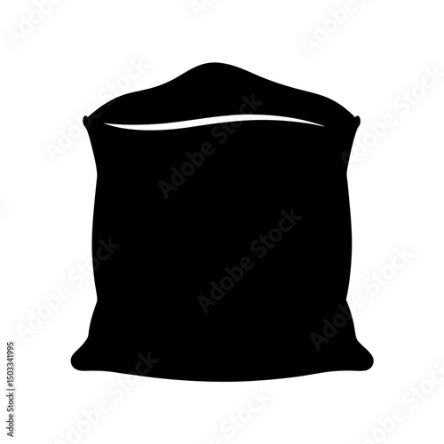 Monochrome depiction of a fabric sack with implied contents and contours