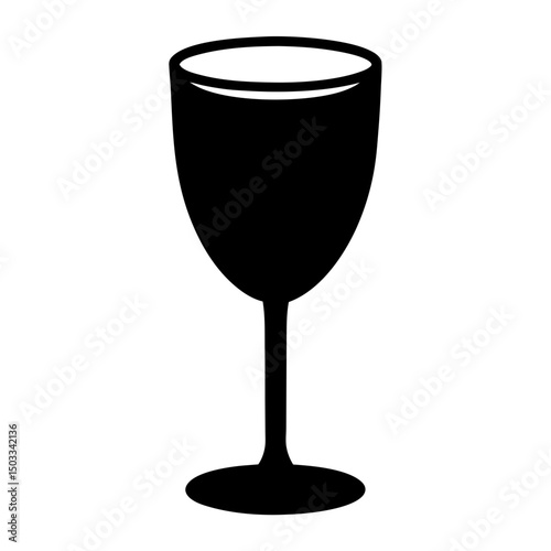 Simple black silhouette illustration of a wine glass for graphic design use