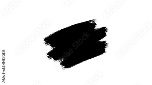 Hand-drawn black grunge brush texture animation on white background suitable for titles or other your text with alpha channel.