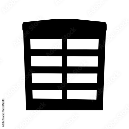 Stylized illustration of a black hamper or basket for laundry