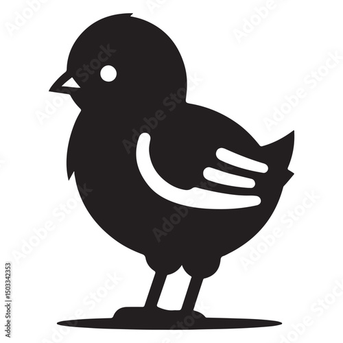 Cute Baby Chick Silhouette Vector