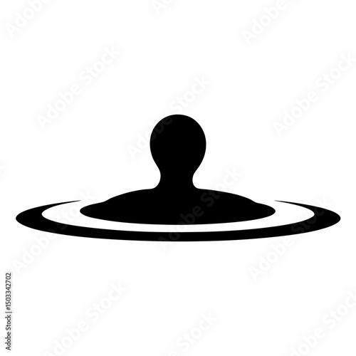 Silhouette of a person in water creating circular ripples surrounding them