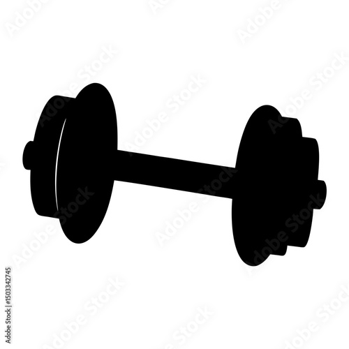 Black silhouette of a dumbbell for bodybuilding and weightlifting exercises