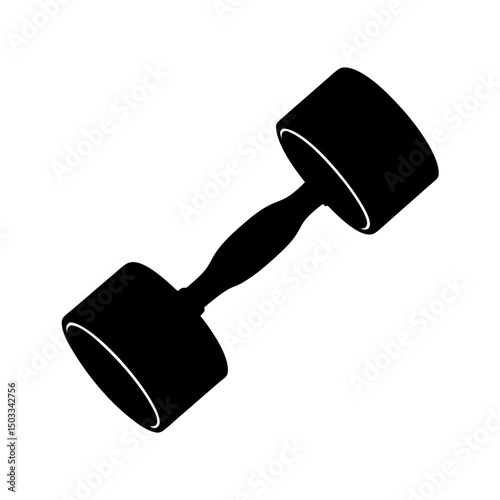 Isometric monochrome illustration of a dumbbell, fitness equipment for exercise