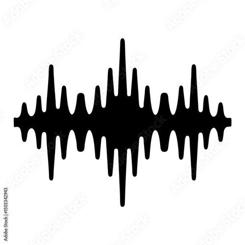 Black and white sound wave illustration symbolizing sound, frequency, and recording