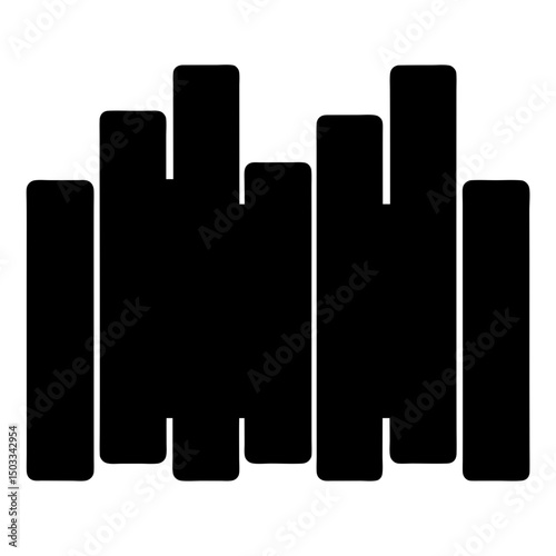 Black graphic representing data visually with different heights in a black motif