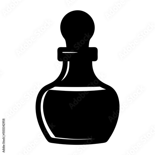 Elegant Black and White Bottle Silhouette with Classic Stopper Design