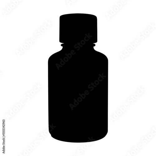 Silhouette of a dark glass bottle with round body and cylinder top