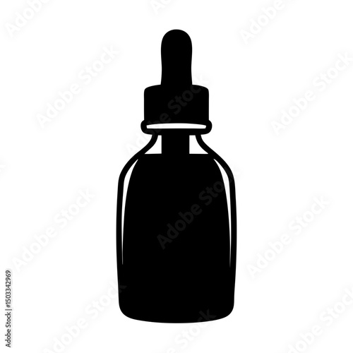 Silhouette of a bottle with a dropper for medical or cosmetic purposes