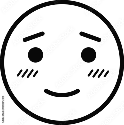 Smiling Face Emoji: A simple, cute smiling emoticon with slightly raised eyebrows, conveying happiness and shyness. Perfect for expressing gentle positivity in digital communication.
