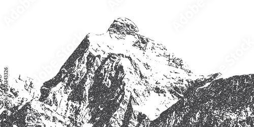 Halftone stipple effect on a mountain for a grunge punk Y2K collage design