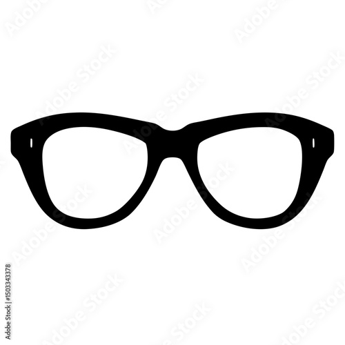 Stylish Retro Eyeglasses Silhouette with Bold Black Frames and Sleek Design