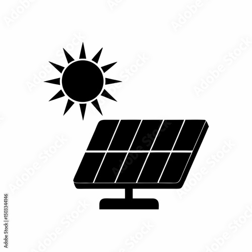 creative and simple minimal details Outline solar energy battery sun icon sign vector