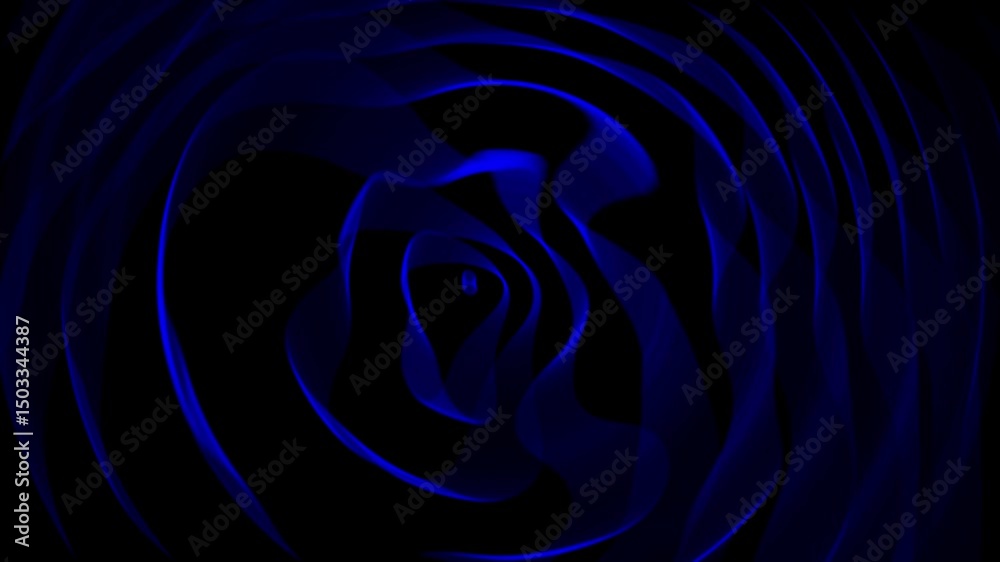 Blue  spiral wave tunnel, Abstract organic flow animation loop