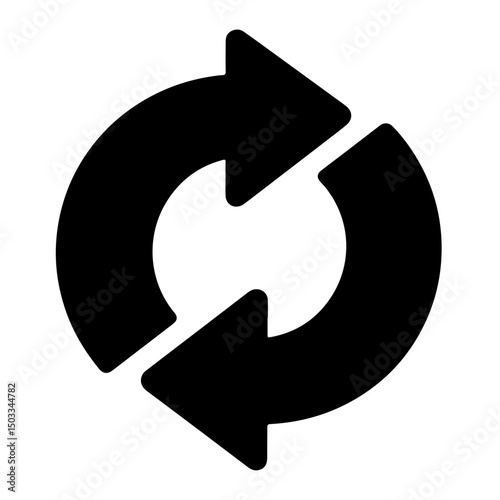 A circular symbol with two opposing arrows, illustrating continuous renewal.