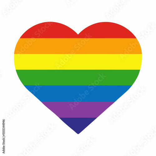 rainbow lgbt movement in heart shape vector icon on white background