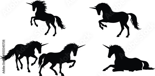 Elegant Unicorn Silhouettes A Vector Illustration Collection