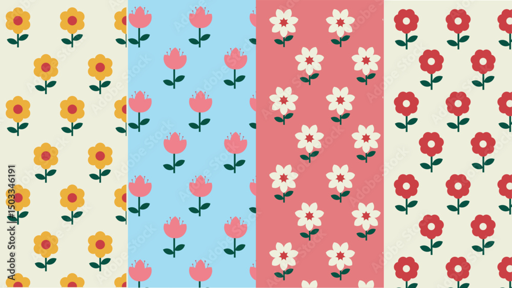 vector patrones de flores de colores 