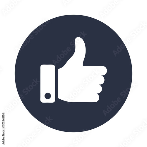 Thumbs up hand gesture silhouette on white background