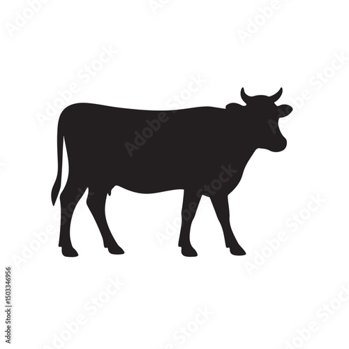 Cow Standing Side Profile Silhouette