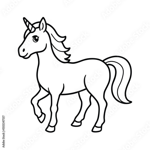 a unicorn horse line art coloring book illustratio