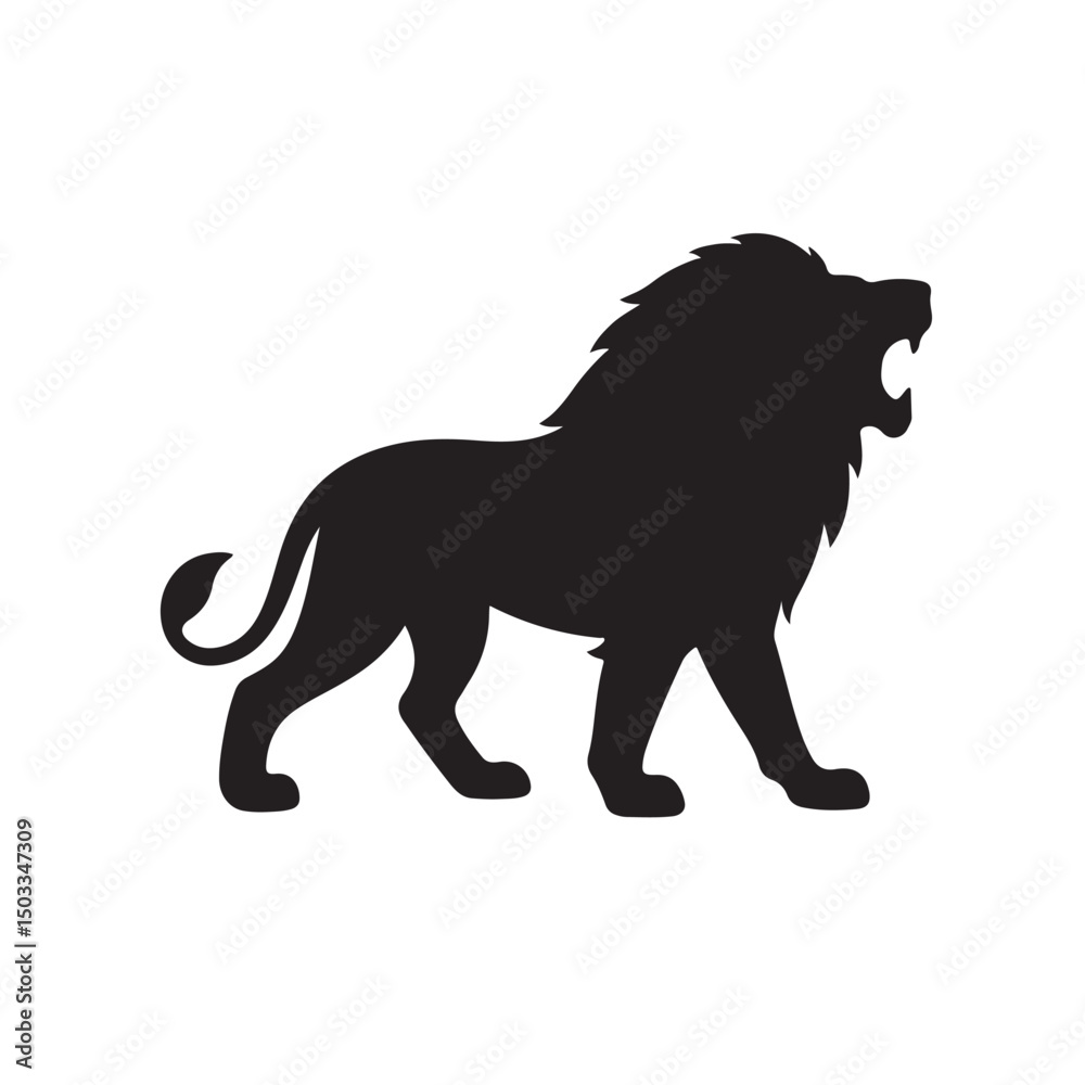 Obraz premium Lion Roaring Side View Silhouette