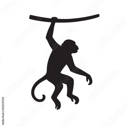 Monkey Hanging Branch Silhouette