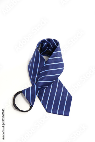 A blue tie folded isolated on white background  