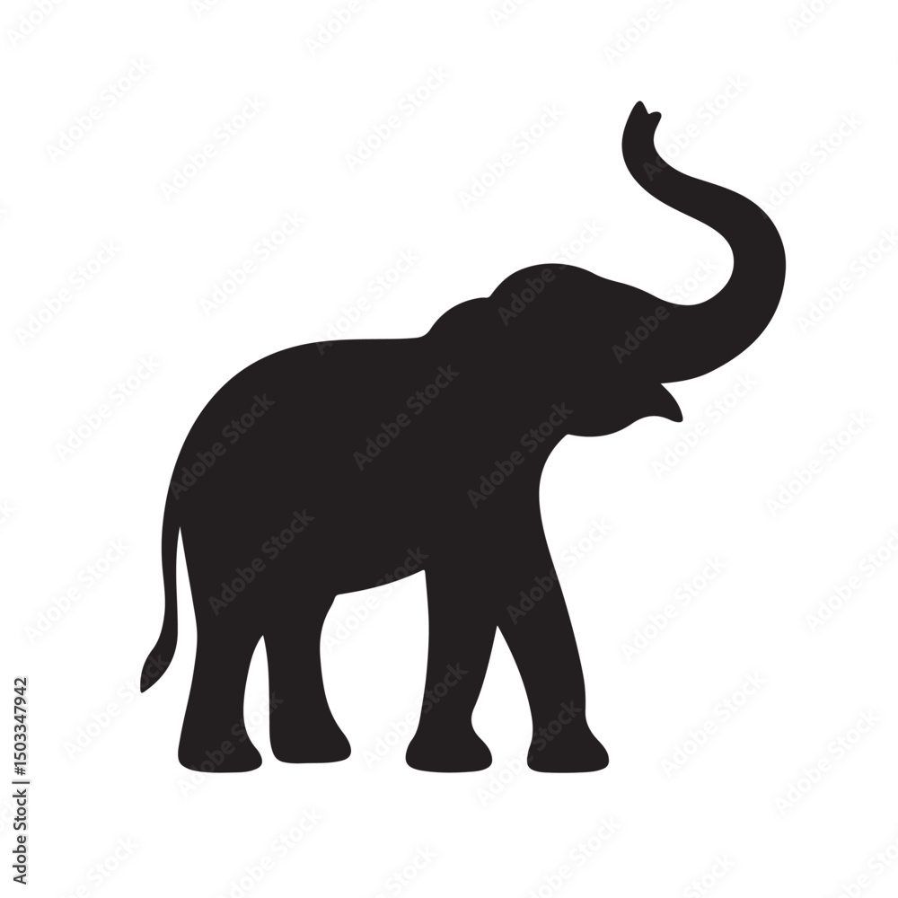 Elephant Trunk Raised Silhouette Elephant Trunk Raised Silhouette