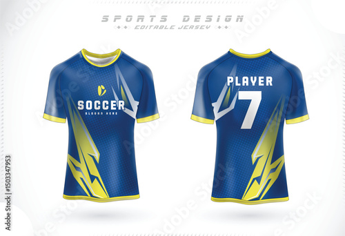 Soccer jersey Template. Sport t-shirt Design front and back view