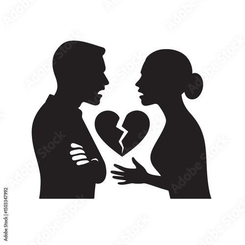 Couple Arguing Broken Heart Silhouette