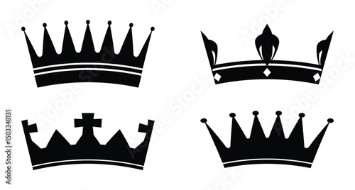 Set Hand drawn crown silhouette